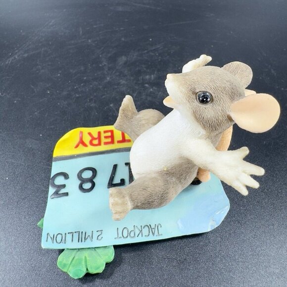 Charming Tails Fitz And Floyd Figurine Resin Whimsical Jackpot Mouse Figure - Picture 9 of 10